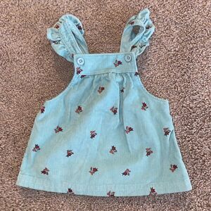 COPY - Carters 3M corduroy dress blue w red flowers NWOT